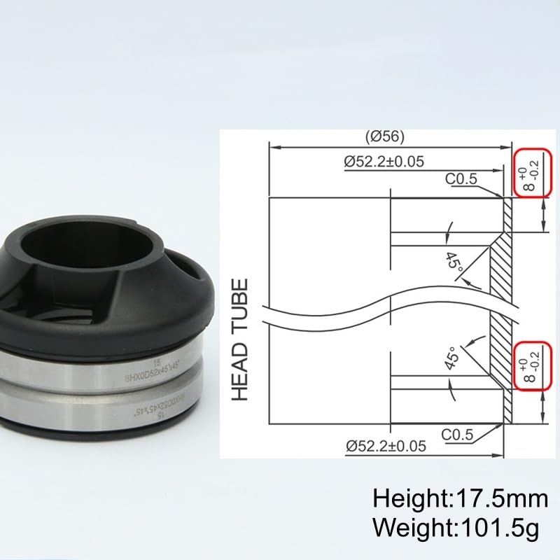 DJC Components DJC Bike Integrated Cable Routing Threadless Headset 52mm Inner Line Bearing Headset for Straight and Tapered Fork (Nylon Cap) - Image 2